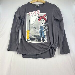 Zara Girls Grey Long Sleeve Love My Rules Fox Overalls Bandana Reynard 11/12